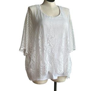 Alfani White Lace Top with Cami, Size OX, 12W